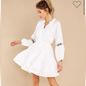 Red Dress mini long sleeve dress with floral detail